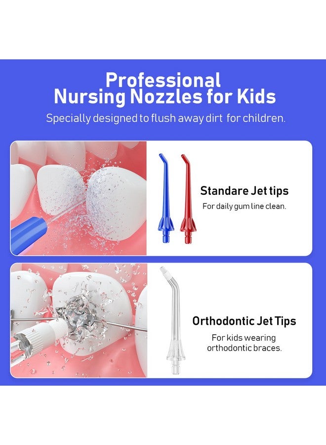 Water Dental Flosser For Kids, Portable Water Deep Cleaning Pick, 4 Modes For Ages 6+ Safe Waterproof Flosser Rechargeable With 4 Jet Tips For Gums Care F5023