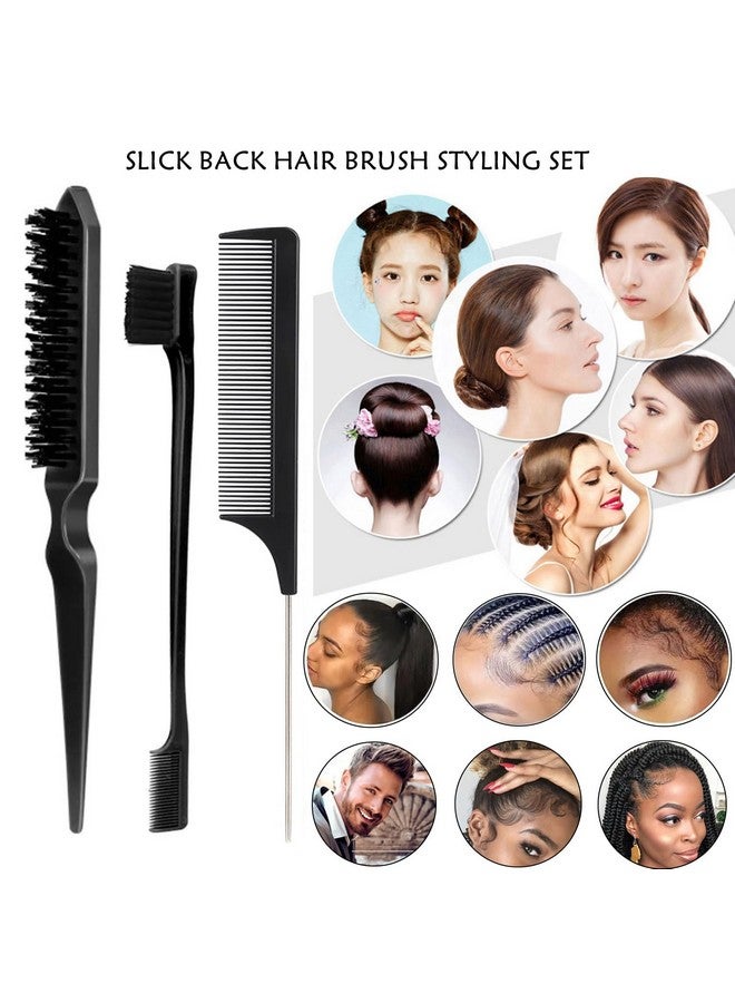 5 Pcs Hair Styling Set - Flyaways Edge Control Wax Sticks, Hair Finishing Stick, Styling Comb, Gel Stick - Dance Competition Must-Haves (Black)