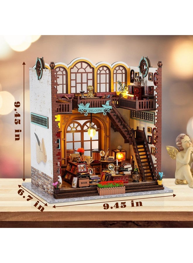 Diy Miniature Wooden Dollhouse Kit: Magic Book Store Book Nook Kit With Furniture And Led Great Handmade Crafts Model Building Kit Decor Adults Teens Birthday