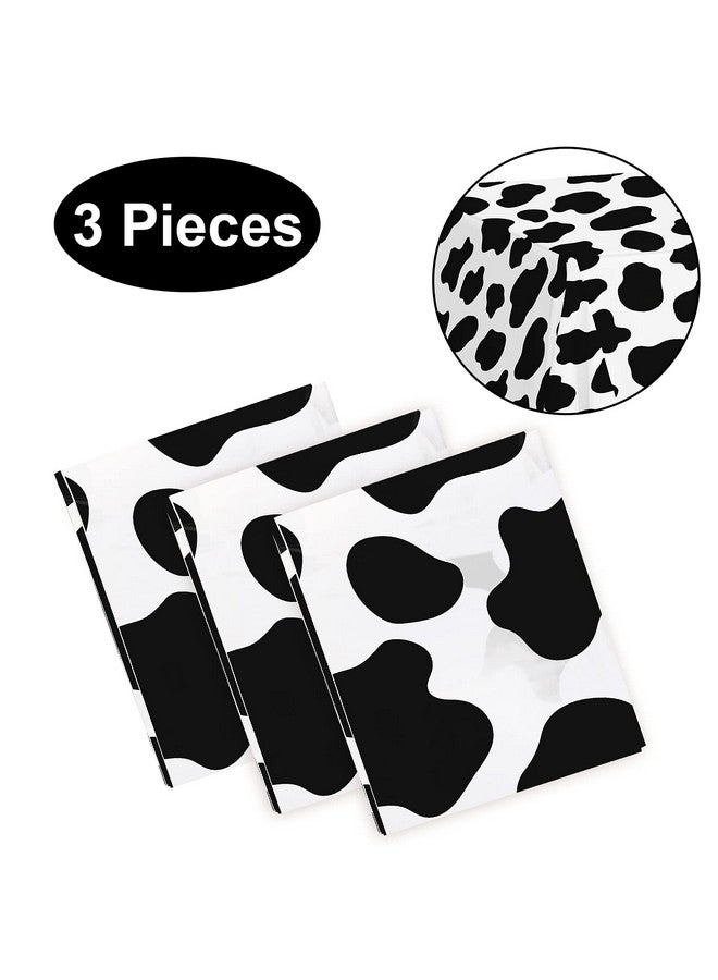 Cow Print Party Tablecloth (3Pcs) Farm Animal Theme Barnyard Party Supplies For Picnics Disposable Plastic Rectangular Table Cover Baby Shower Kids Boys Girls Birthday