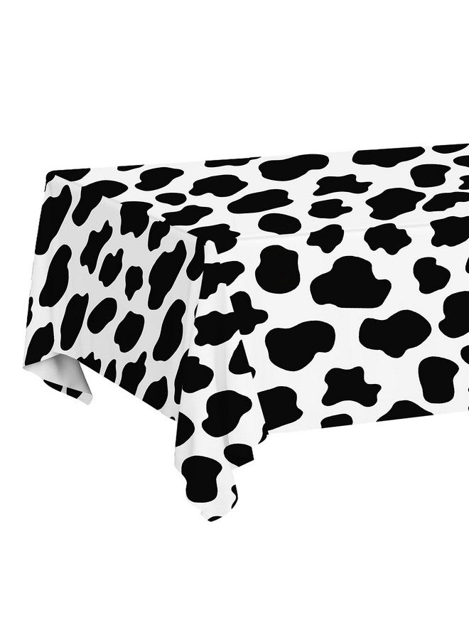 Cow Print Party Tablecloth (3Pcs) Farm Animal Theme Barnyard Party Supplies For Picnics Disposable Plastic Rectangular Table Cover Baby Shower Kids Boys Girls Birthday