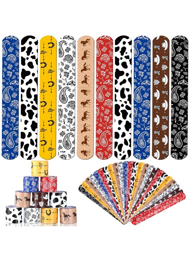 48 Pack Western Party Slap Bracelets Cowboy Cowgirl Bracelets Horse Wristbands For Western Themed Parties Kids Birthday Party Favors Supplies Decorations 8 Styles