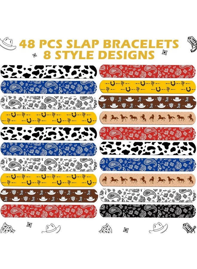 48 Pack Western Party Slap Bracelets Cowboy Cowgirl Bracelets Horse Wristbands For Western Themed Parties Kids Birthday Party Favors Supplies Decorations 8 Styles