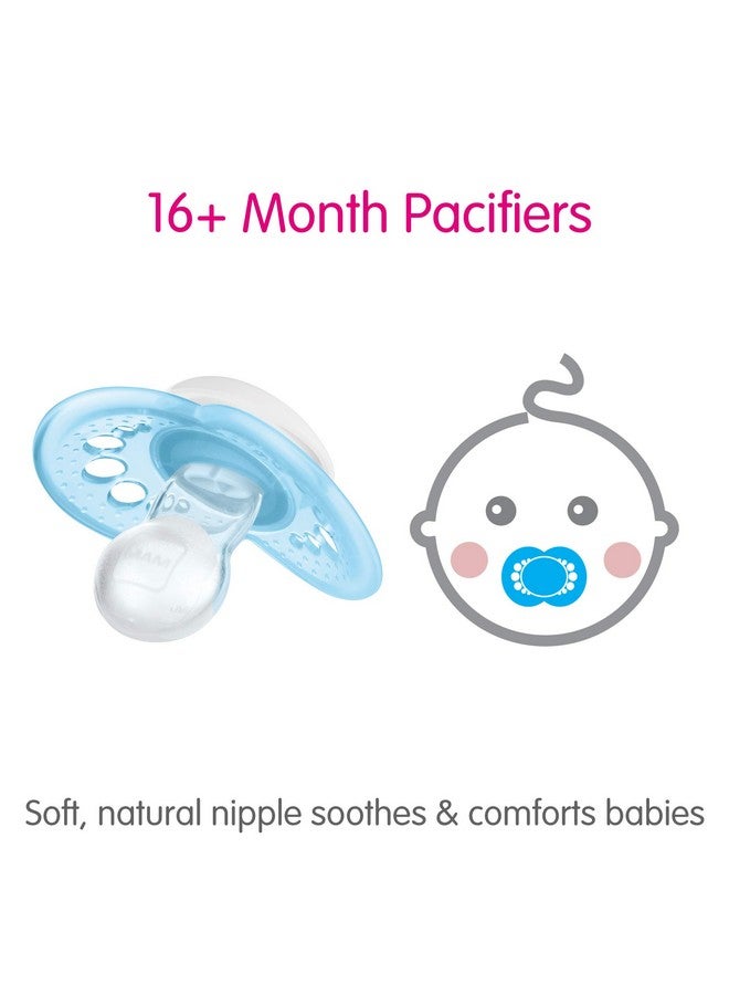 Original Matte Baby Pacifier Nipple Shape Helps Promote Healthy Oral Development Sterilizer Case 2 Pack 16+ Months Boy 2 Count (Pack Of 1)