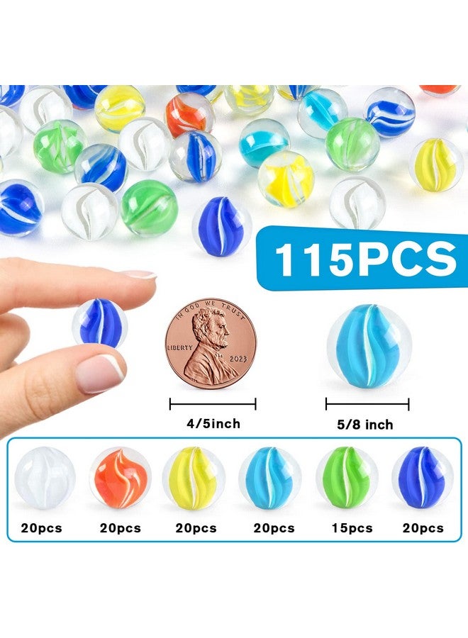 115Pcs Colorful Glass Marbles 5/8 Inch Marbles Bulk Cat Eyes Marbles For Marble Games Vase Fillers