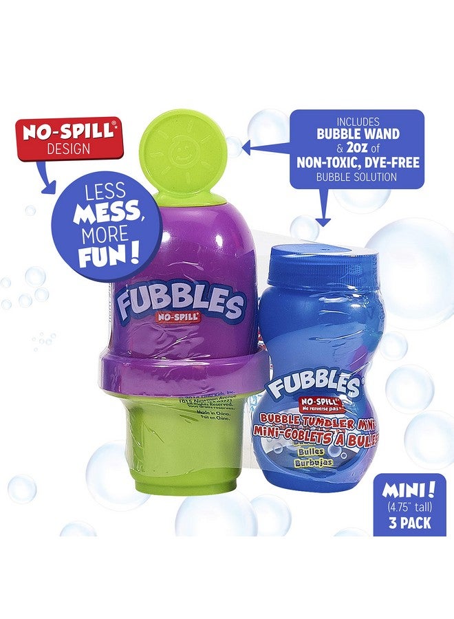 Fubbles No Spill Bubble Tumbler Minis Party Favor 12 Pack Bubble Toy For Babies Toddlers And Kids Includes 2Oz Bubble Solution And A Wand Per Bottle (Assorted Colors)