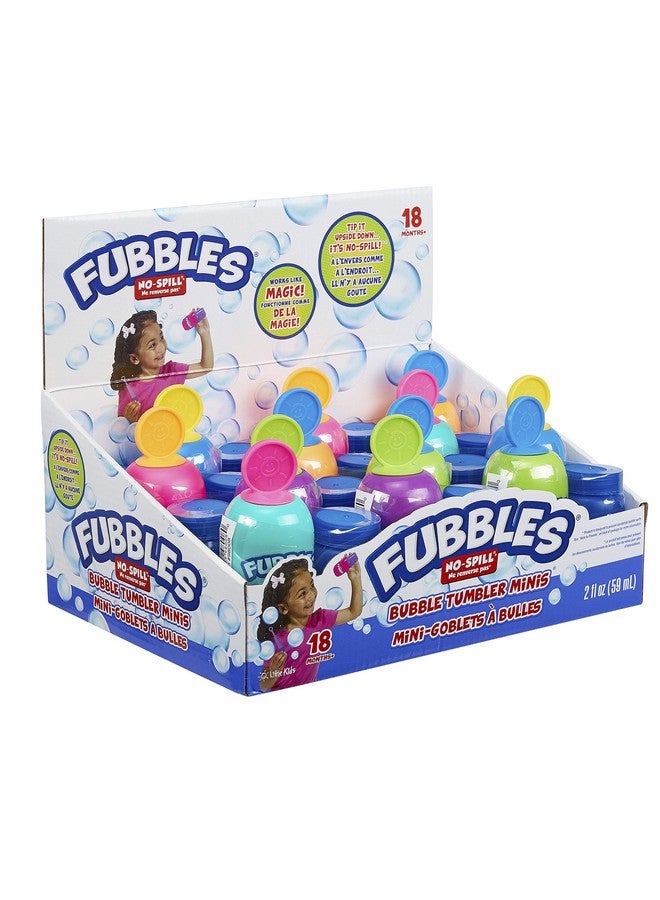 Fubbles No Spill Bubble Tumbler Minis Party Favor 12 Pack Bubble Toy For Babies Toddlers And Kids Includes 2Oz Bubble Solution And A Wand Per Bottle (Assorted Colors)