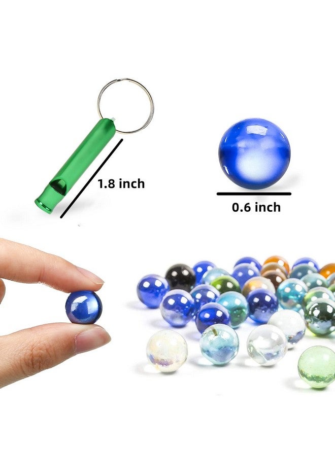 50 Pcs Beautiful Player Marbles Bulk For Marble Games Multiple Colors(1 Whistle For Free)