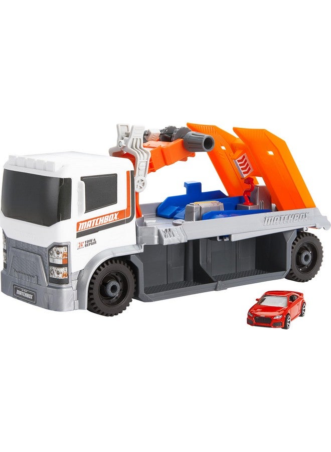 Toy Car & Playset, Action Drivers Tow & Repair Truck With 1:64 Scale Toy Audi Tt Rs Coupe, Working Crane & Diagnostic Machine