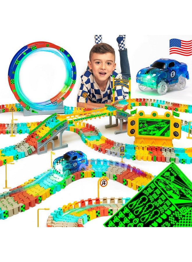 Race Track Glow In The Dark Magic Toy Set, Kids Light Up Flexible Car Tracks Best Birthday Gift For Boys Girls And Toddlers 3 4 5 6 7 8 Year Old