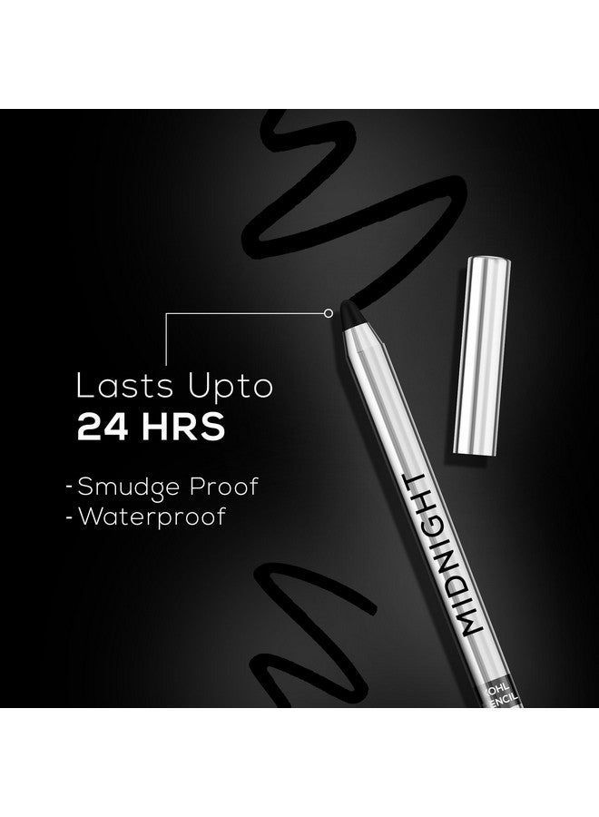 Midnight Kohl Pencil - Smudgeproof And Waterproof Kajal - 24 Hrs Long Stay - Darkest Black - One Swipe Application - Rich Color Payoff - Vitamin E, Olive Oil And Castor Oil - 1.5 Gm