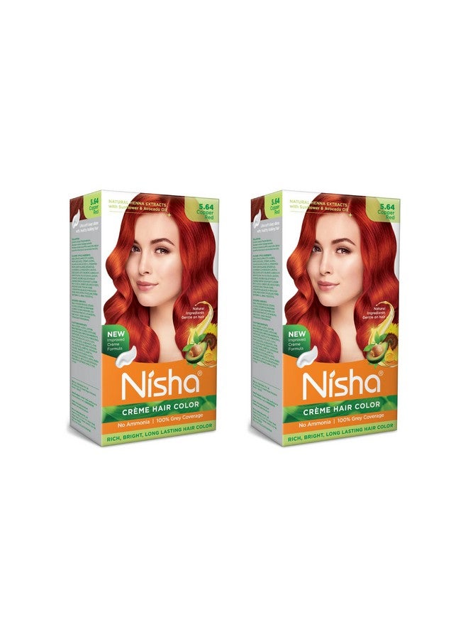 Long Lasting Copper Red Creme Hair Color For Women And Men Hair Colour 100% Grey Coverage With Natural Herbs And Henna Extracts For Hair Color Pack Of 2