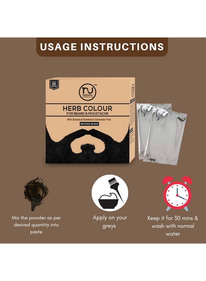 Herbal Beard & Moustache Hair Colour | Beard Dye For Sensitive Skin | Natural & Organic Beard Color For Men | Natural Black 50 Gm