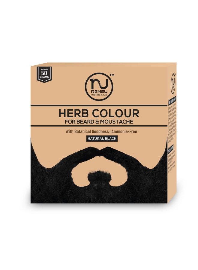 Herbal Beard & Moustache Hair Colour | Beard Dye For Sensitive Skin | Natural & Organic Beard Color For Men | Natural Black 50 Gm