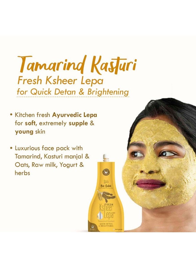 Ready-To-Apply Henna Paste & Tamarind Kasturi Lepa - Face Pack The Perfect Choice For Deep Conditioning With Rich Dark Brown Color, Skin Care And Hair Growth Boost, 3 Count