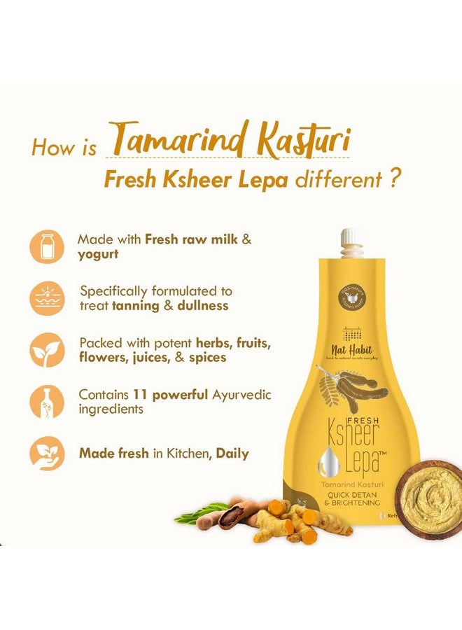 Ready-To-Apply Henna Paste & Tamarind Kasturi Lepa - Face Pack The Perfect Choice For Deep Conditioning With Rich Dark Brown Color, Skin Care And Hair Growth Boost, 3 Count