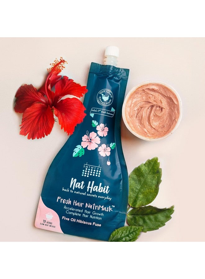 Fresh Ready-To-Apply Henna Paste & Five Oil Hibiscus Hair Nutrimask - The Ideal Combo For Deep Conditioning Hair With Rich Dark Brown Color (Combo Pack Of 4)