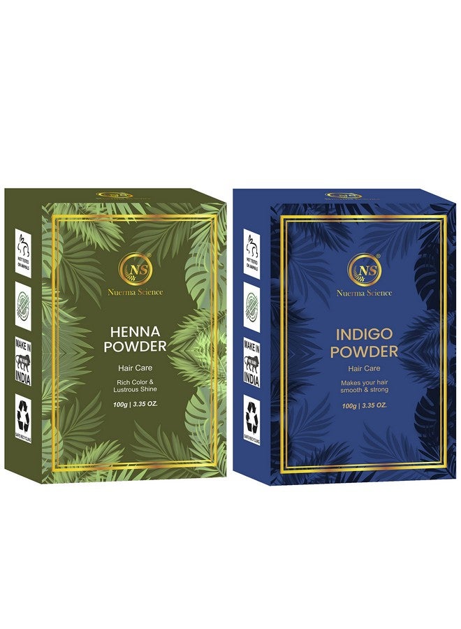 Henna & Indigo Powder Hair Color For Silky, Smooth Healthy Hair-(100 Gm Each, Pack Of 2) 200 Gm