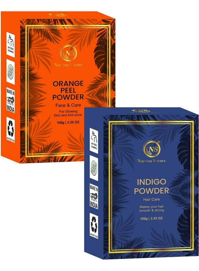 Indigo Powder And Orange Powder Combo (Pack Of 2, 100Gm Each)