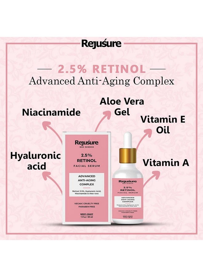 2.5% Retinol Anti-Aging Face Serum For Wrinkles & Fine Lines Boost Collagen & Restoration - 30 Ml (Pack Of 3)