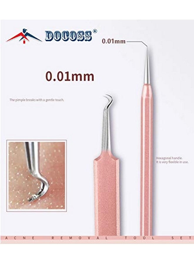 5 In 1 Stainless Steel Blackhead Acne & Pimple Removal Acne Needle Tool Set With Metal Case Rose Gold