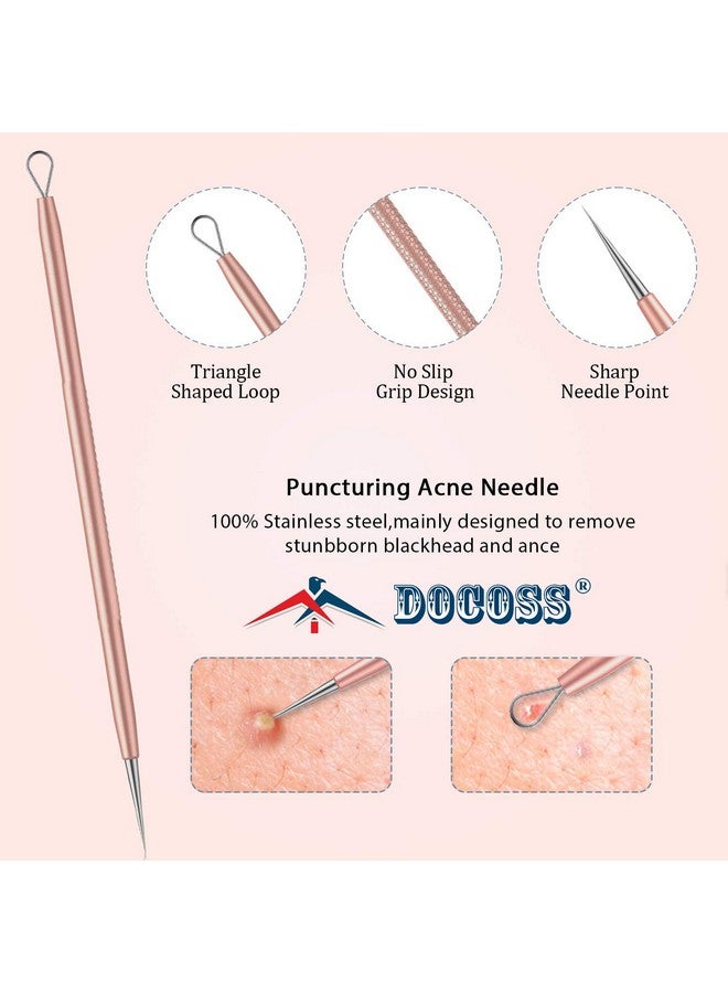 5 In 1 Stainless Steel Blackhead Acne & Pimple Removal Acne Needle Tool Set With Metal Case Rose Gold