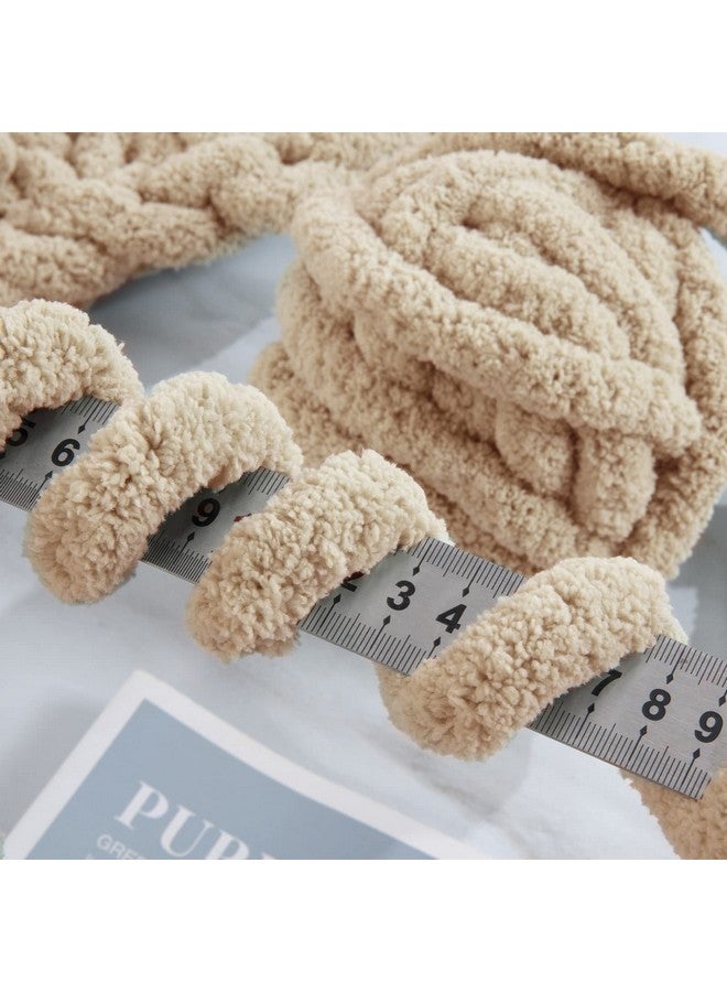 Khaki Chunky Chenille Yarn For Crocheting Bulky Thick Fluffy Yarn For Knitting Super Bulky Chunky Yarn For Hand Knitting Blanket Soft Plush Yarn 8 Jumbo Pack (27 Yds 8 Oz Each Skein)