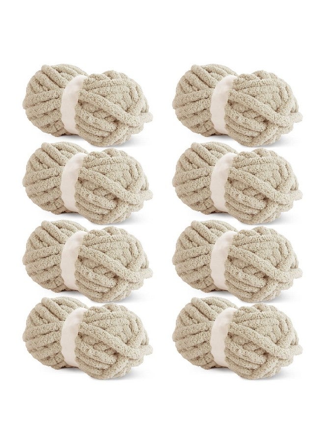 Khaki Chunky Chenille Yarn For Crocheting Bulky Thick Fluffy Yarn For Knitting Super Bulky Chunky Yarn For Hand Knitting Blanket Soft Plush Yarn 8 Jumbo Pack (27 Yds 8 Oz Each Skein)