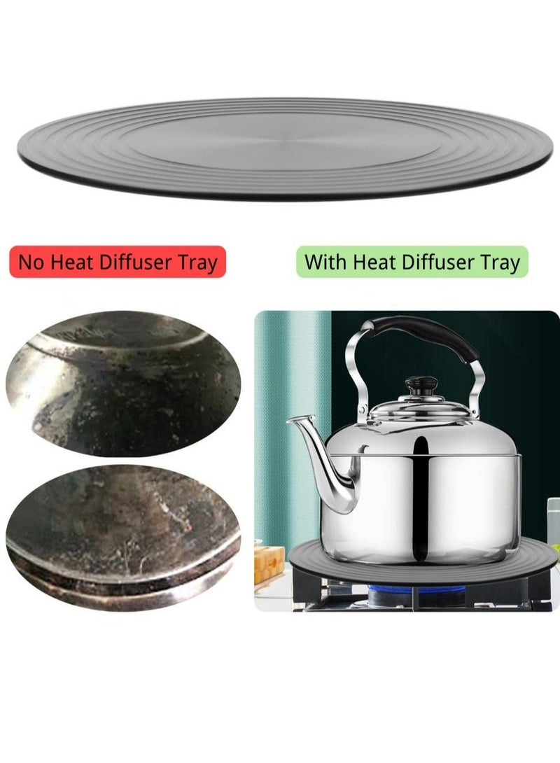 Gas Stove Heat Diffuser for Cookware Protection and Fast Defrosting, 24cm Round Simmer Plate with Clip