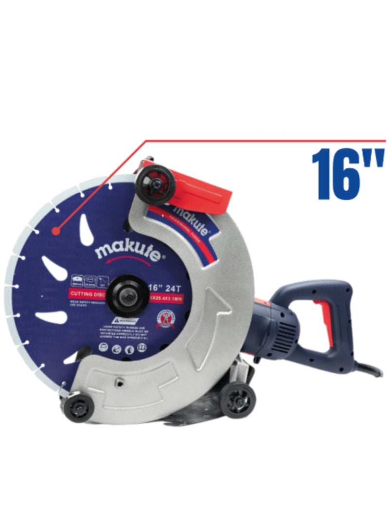 16-inch Concrete and Road Cutter 3200W, Blade, 3500 RPM, 125-135mm Cutting Depth, Heavy-Duty Electric Concrete Saw for Construction and Roadworks, RC121-400