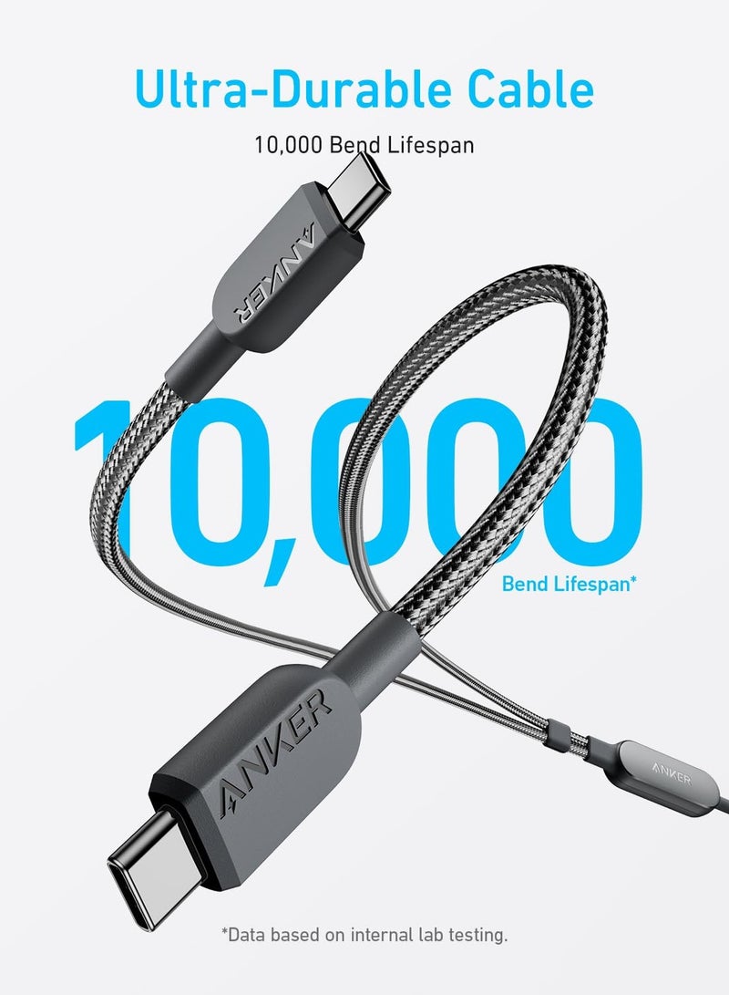 Anker USB C Cable, 4 ft 2-in-1 USB C to USB C Cable 140W Max, Fast Charging for iPhone 15/15 Pro/15 Pro Max/15 Plus, Samsung S24/S23, MacBook Air/Pro, Lenovo, HP, iPad, and More (USB 2.0, Braided) Black