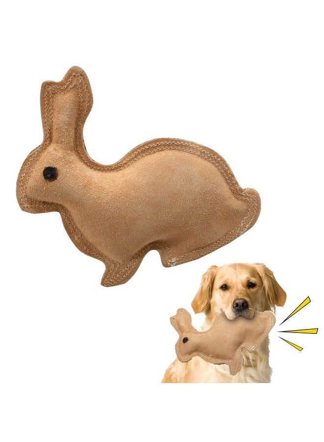 Dura Fused Leather Rabbit Durable Dog Toy With Squeaker, Real Leather & Jute Fabric, Interactive Toy For Moderate & Aggressive Chewers, Small And Medium Dogs And Puppies, 7.5In