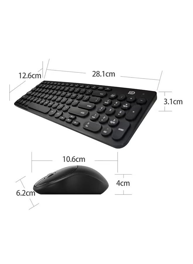 Round Key Wireless IK6630 Keyboard And Mouse Set Black