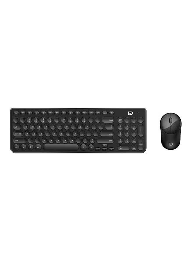 Round Key Wireless IK6630 Keyboard And Mouse Set Black