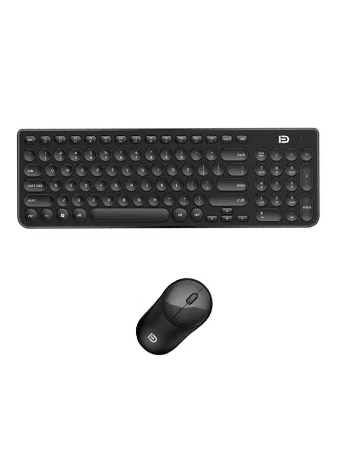 Round Key Wireless IK6630 Keyboard And Mouse Set Black