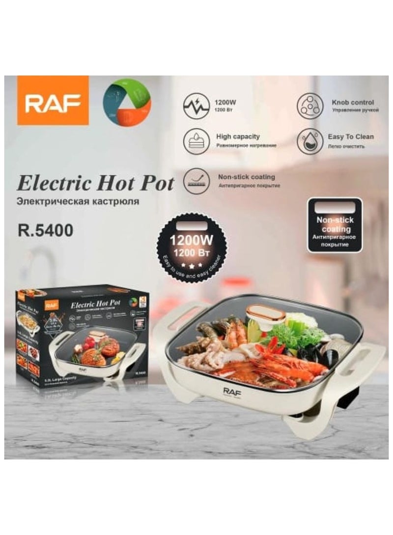 Electric Hot Pot Electric Cooking Pot 1200W 5L Non-stick coating