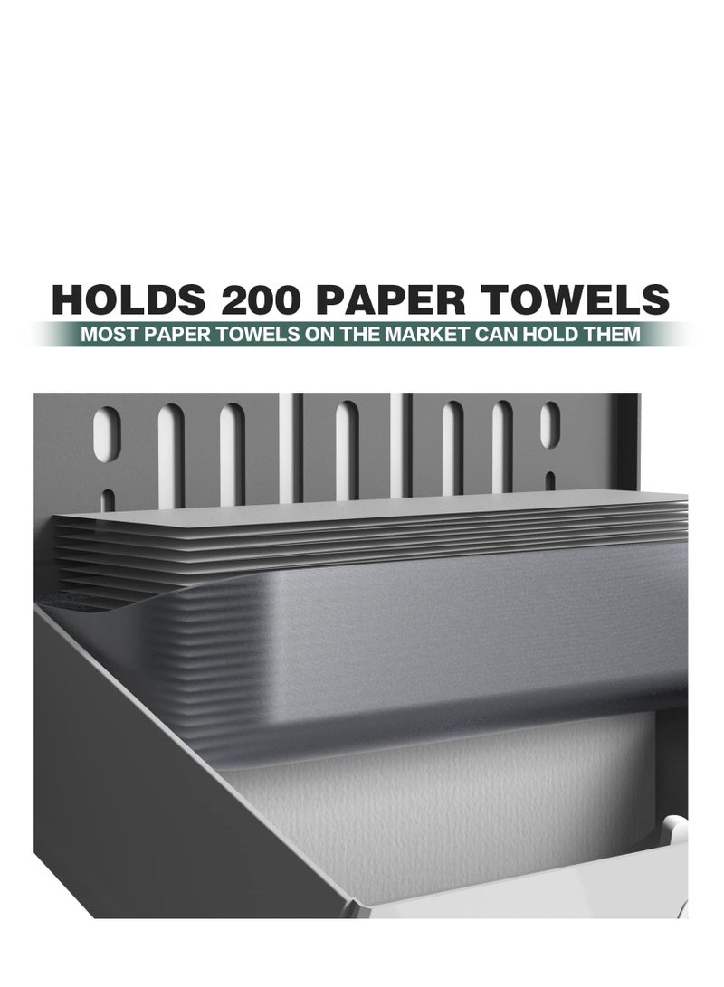 Tissue Dispenser Wall-mounted Bathroom Tissue Dispenser Tissue Box Holder No Drilling Waterproof Multifold Commercial Tissue Holder for Home Kitchen Office Bathroom Toilet