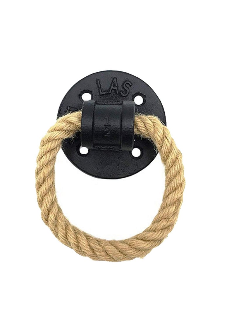 Rustic Rope Handle Door Knob - Antique Black Big Drop Ring Cabinet Pull Hardware for Drawers and Cabinets