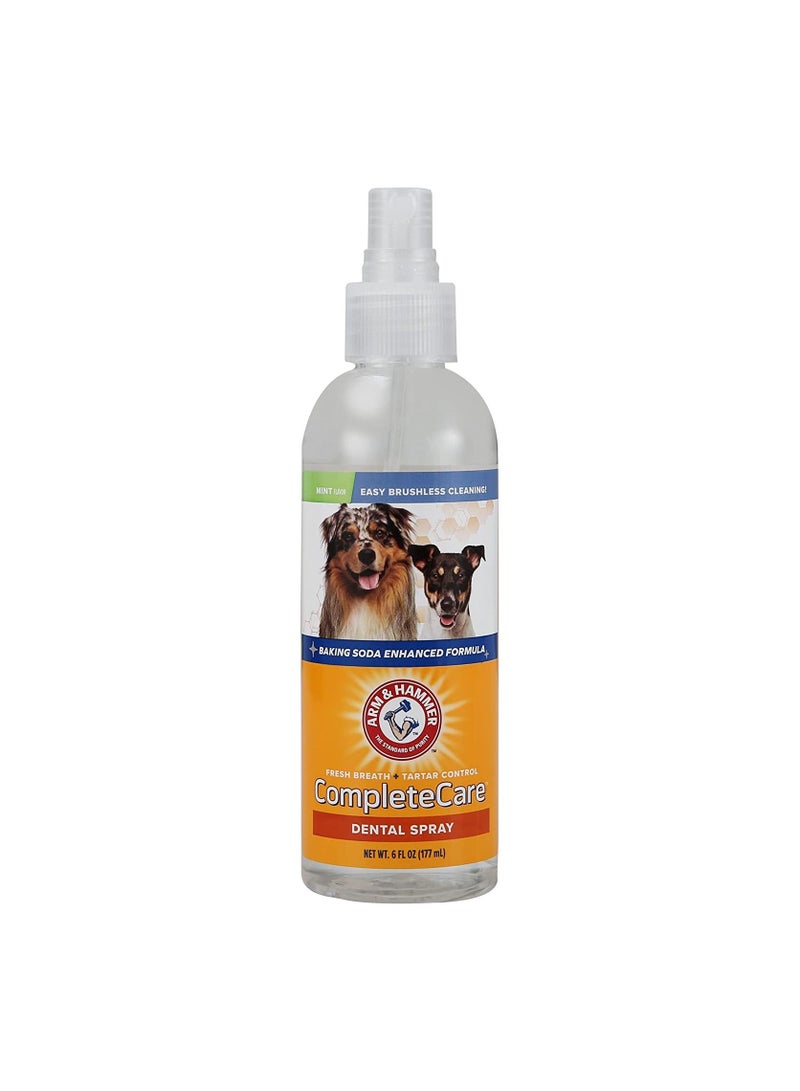 Arm & Hammer Complete Care Dog Dental Spray, 6 Fl Oz | Mint Flavor Dog Dental Spray for Easy Brushless Cleaning | Baking Soda Enhanced Formula for Fresh Breath and Tartar Control