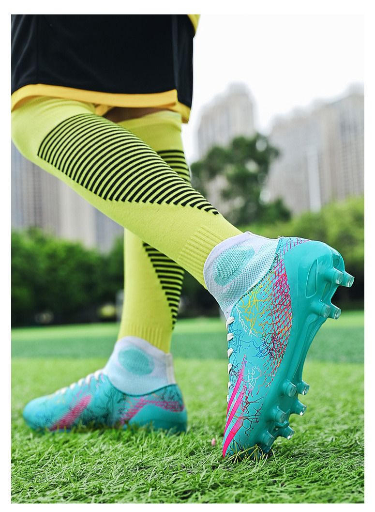 High-Top Lace-Up Spiked Football Sneakers