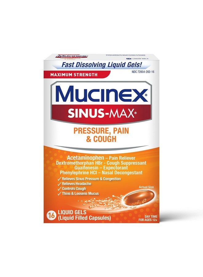 Sinus-Max Max Strength Pressure, Pain & Cough Liquid Gels 16 Ea