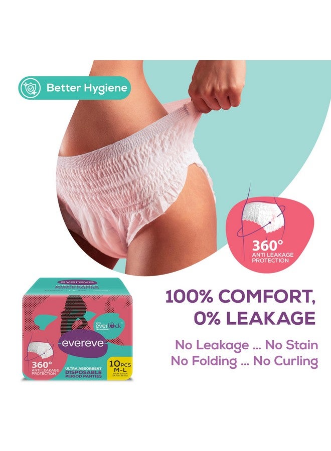 Ultra Absorbent Disposable Period Panties, M-L, 10'S Pack, 0% Leaks, Sanitary Protection For Women & Girls, Maternity Delivery Pads, 360? Protection, Postpartum & Overnight Use, Heavy Flow