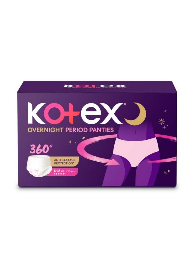 Overnight Period Panties (Small/Medium Size, Pack Of 10 Panties) For Heavy Flow Period Protection | With 360 Degree Anti-Leakage Design & Airy-Soft Fabric | 1 Panty = ~3 Regular Pads