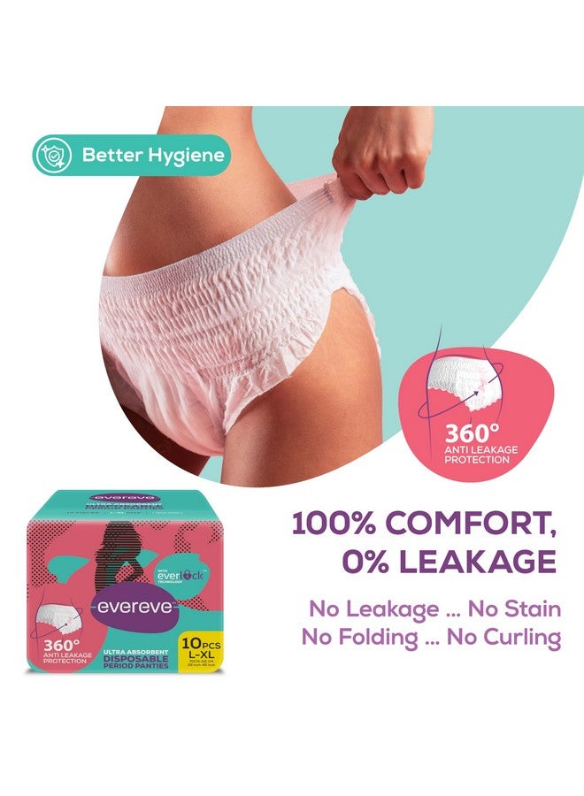 Ultra Absorbent Disposable Period Panties, L-Xl, 10'S Pack, 0% Leaks, Sanitary Protection For Women & Girls, Maternity Delivery Pads, 360? Protection, Postpartum & Overnight Use, Heavy Flow