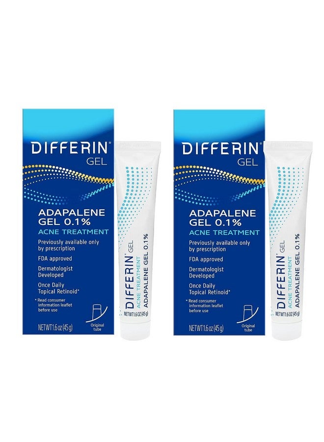 Acne Treatment Gel, 180 Day Supply, Retinoid Treatment For Face With 0.1% Adapalene, Gentle Skin Care For Acne Prone Sensitive Skin, 45G Tube, Pack Of 2