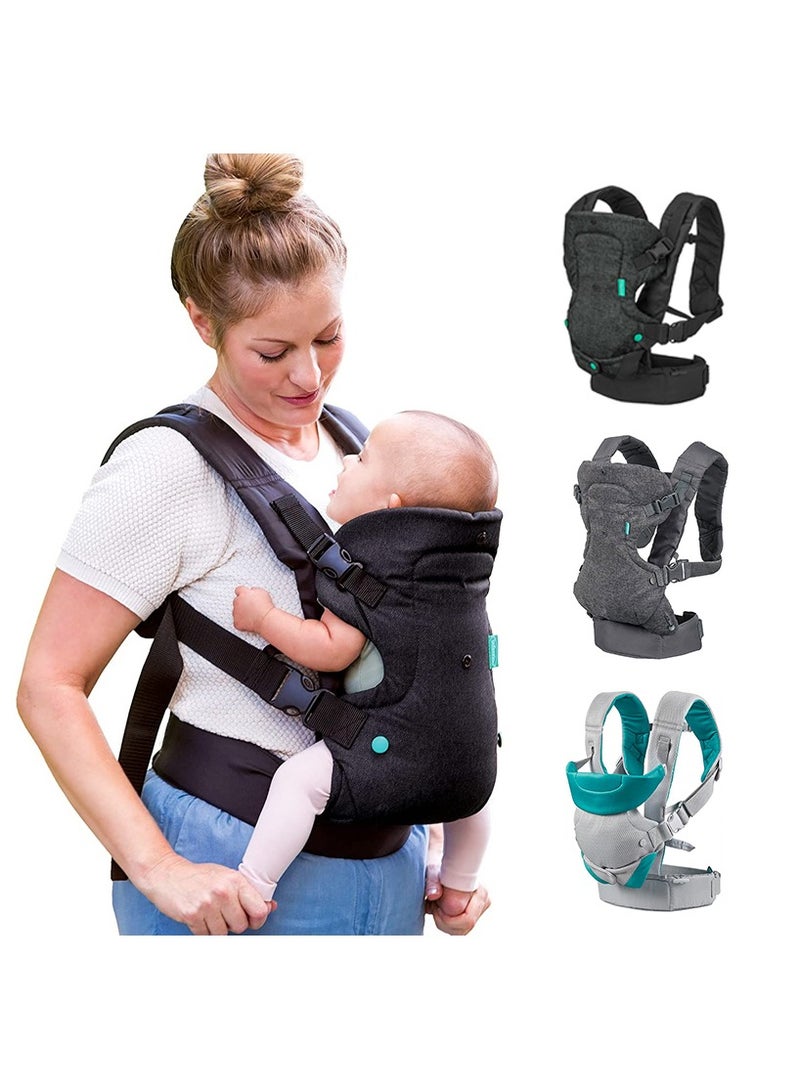 Flip Advanced 4-In-1 Carrier - Ergonomic, Convertible, Face-In And Face-Out Front And Back Carry For Newborns And Older Babies 8-32 Lbs, Green/Grey