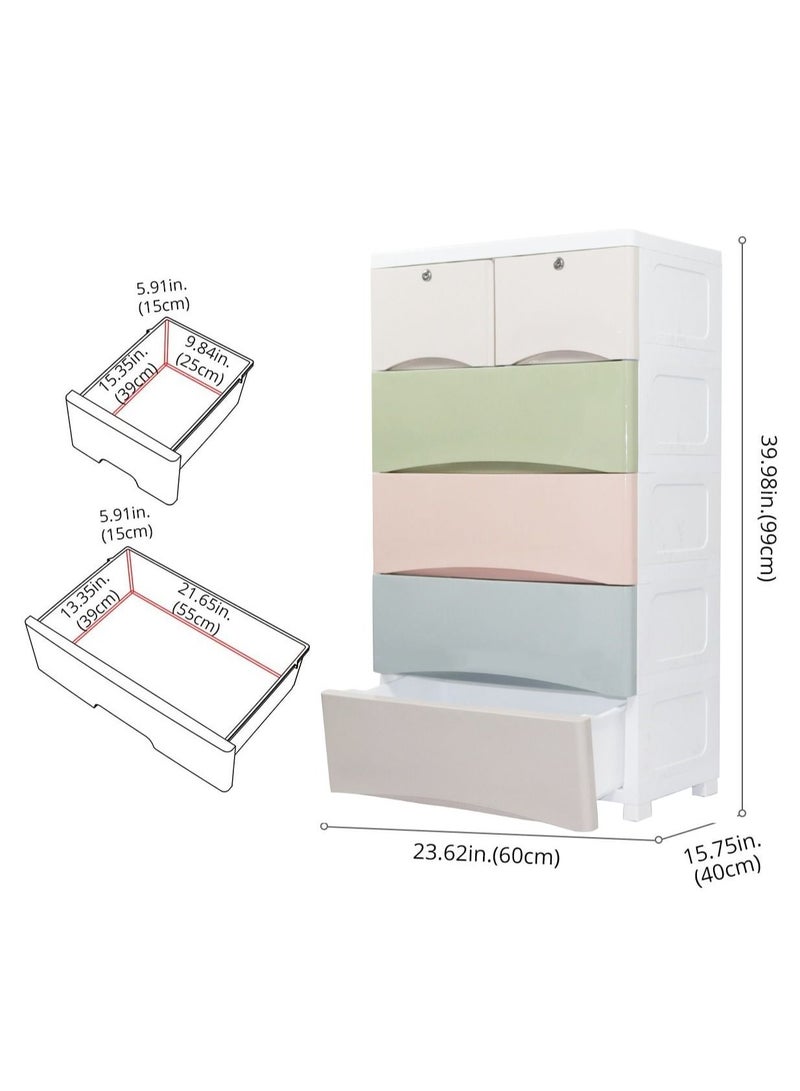 COOLBABY Plastic Cabinet 5 Drawers Storage Dresser,60CM (Mut)