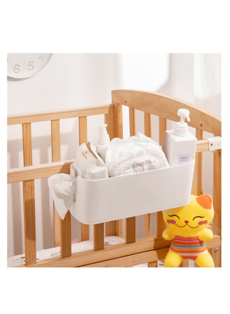 2 Pack Bedside Caddy Organizer, Plastic Bed Shelf with Multi Storage Pockets and Hooks, Ideal for Dorms, Kids Loft Beds, RVs, Bathrooms, and College Students