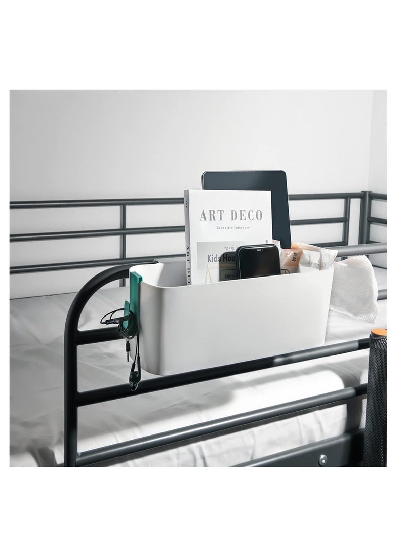 2 Pack Bedside Caddy Organizer, Plastic Bed Shelf with Multi Storage Pockets and Hooks, Ideal for Dorms, Kids Loft Beds, RVs, Bathrooms, and College Students