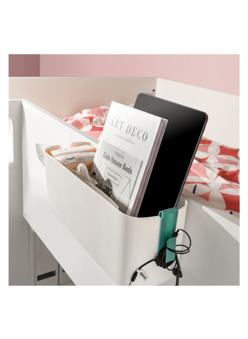 2 Pack Bedside Caddy Organizer, Plastic Bed Shelf with Multi Storage Pockets and Hooks, Ideal for Dorms, Kids Loft Beds, RVs, Bathrooms, and College Students